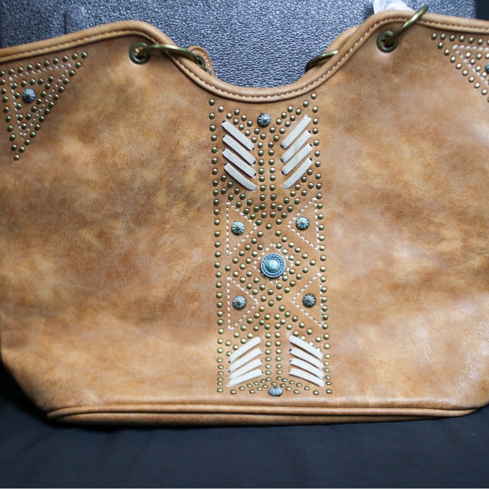 Montana West Tan Shoulder Bag with Tribal Embroidery